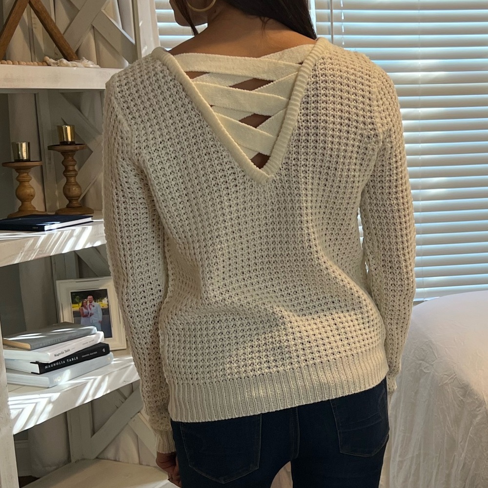 White Crossback Sweater